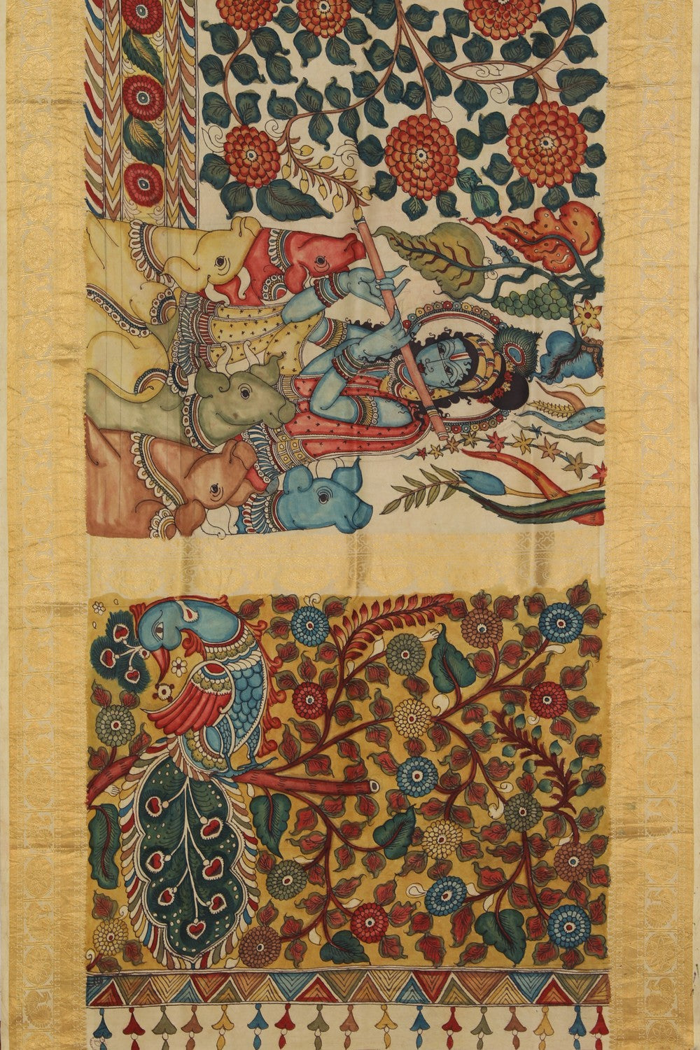 Collection of Kalamkari Hand-Painted Silk Saree in a gallery layout