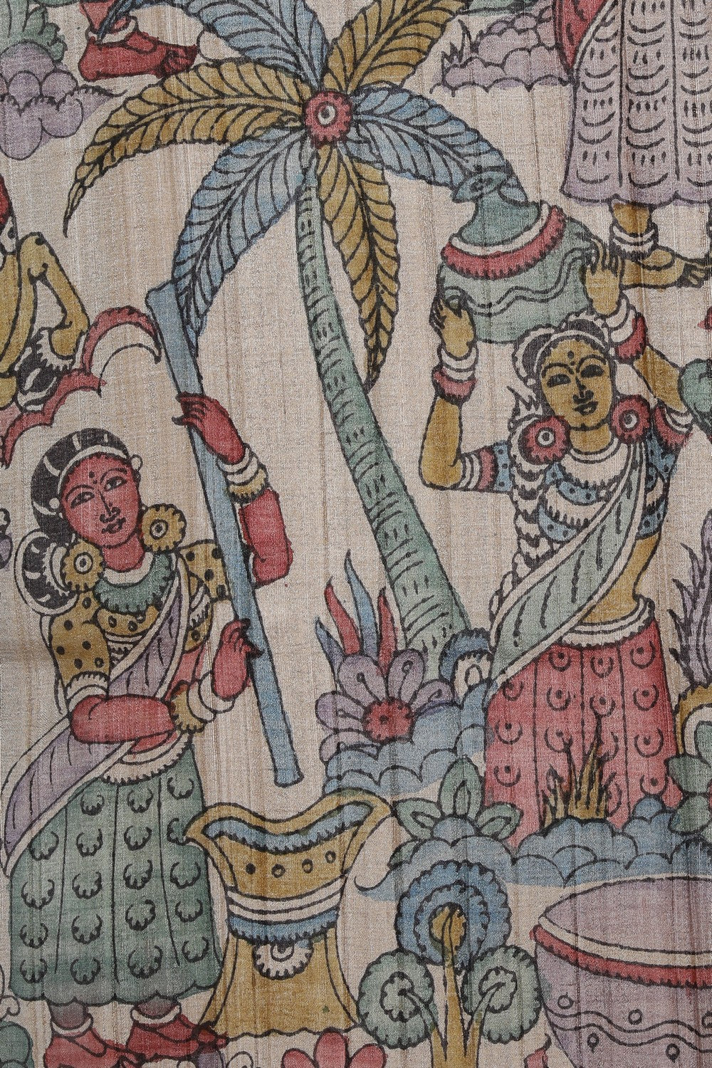 Kalamkari Hand-Painted Tussar Silk Saree