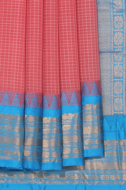 Collection of Gadwal Cotton Mint Pink Saree in a gallery layout