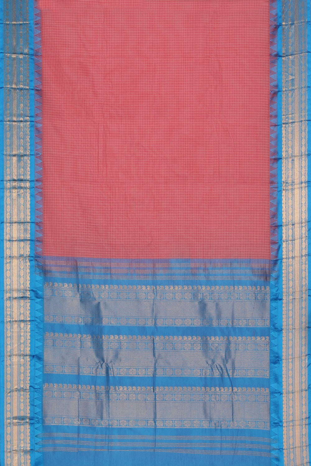 Collection of Gadwal Cotton Mint Pink Saree in a gallery layout