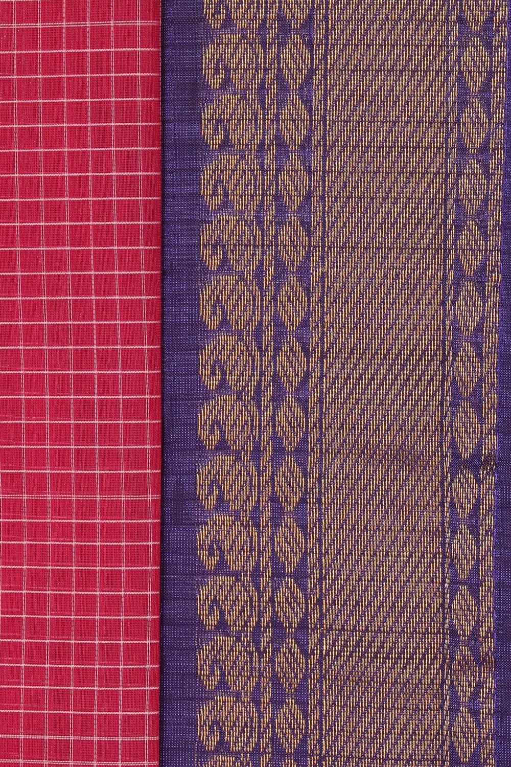 Collection of Gadwal Cotton Plum Pink Saree in a gallery layout