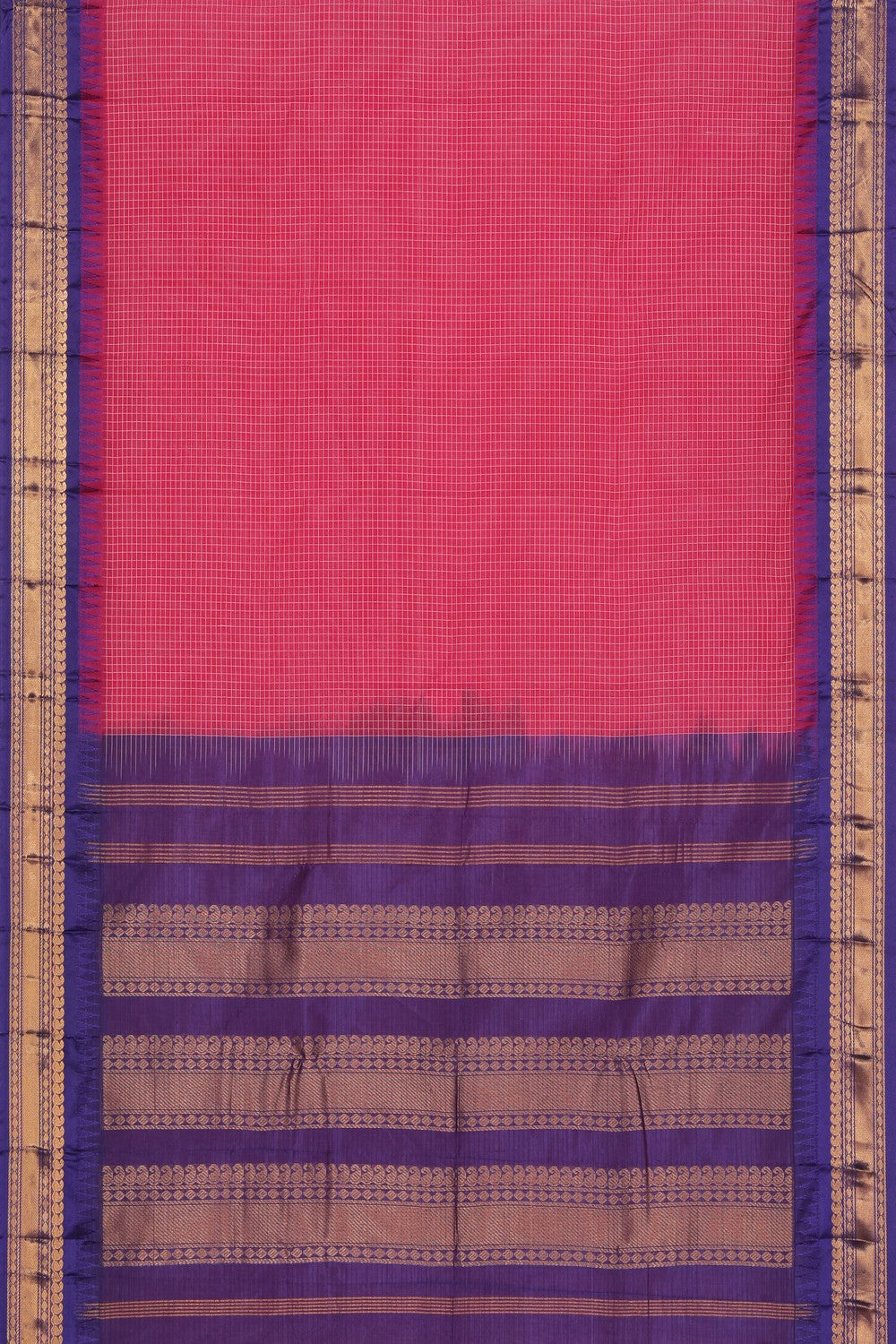 Collection of Gadwal Cotton Plum Pink Saree in a gallery layout