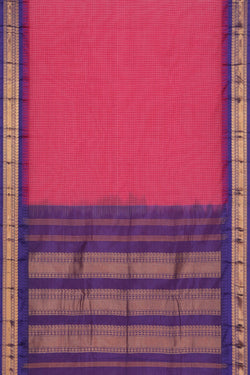 Collection of Gadwal Cotton Plum Pink Saree in a gallery layout