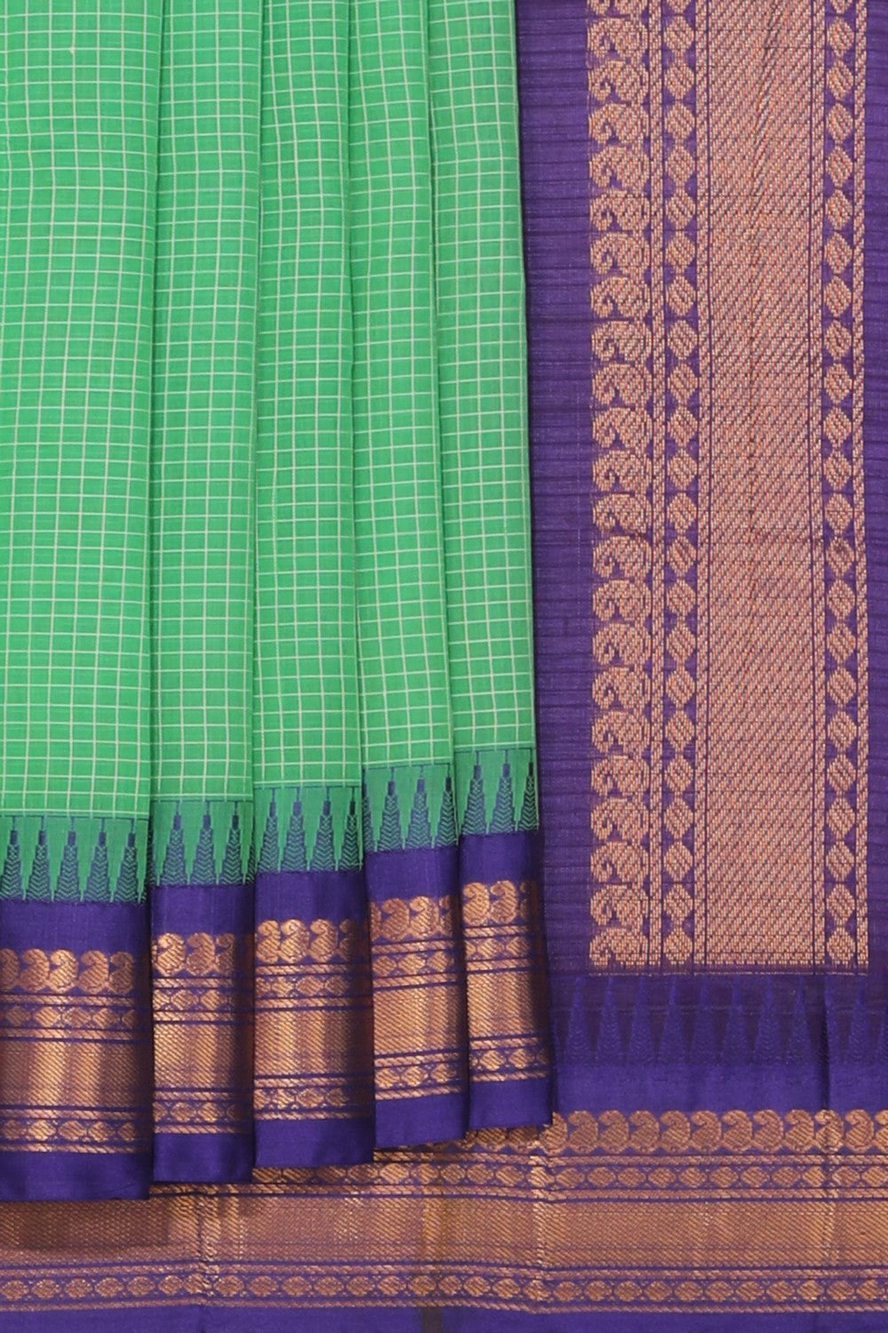 Collection of Gadwal Cotton Green Saree in a gallery layout