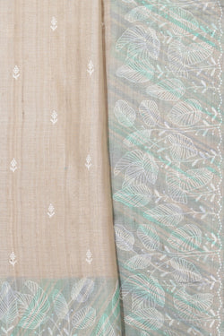 Collection of Gorgeous Thread Embroidery Beige Saree in a gallery layout