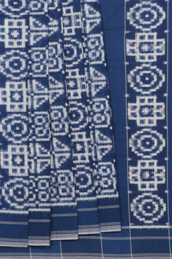 Collection of Pochampally Cotton Ikat Blue Saree in a gallery layout