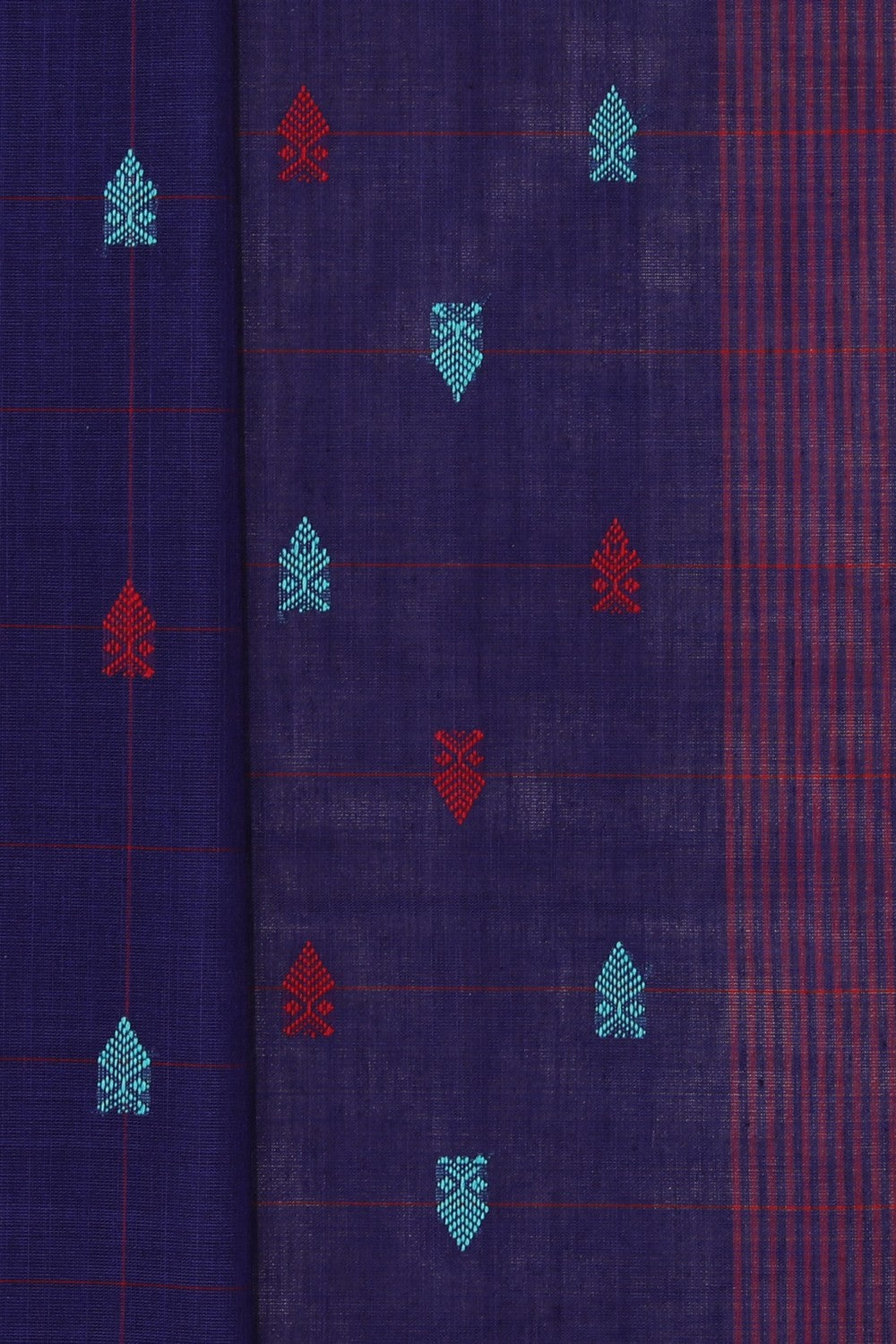 Image of Sambalpuri Cotton Navy Blue Saree