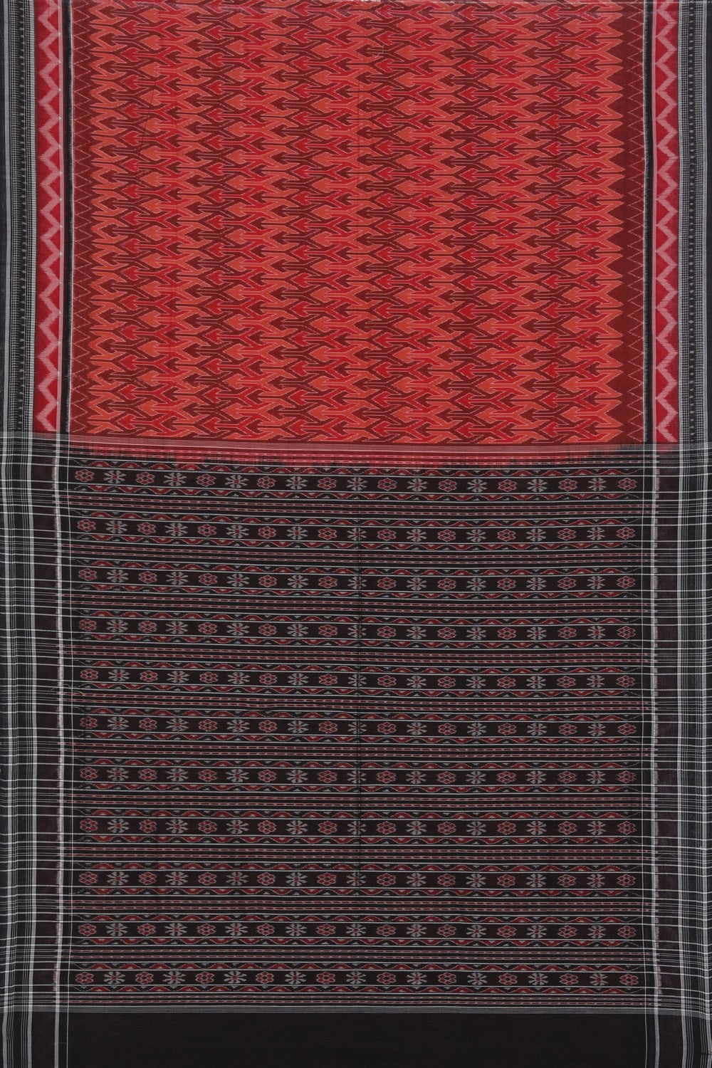 Image of Sambalpuri Cotton Red Saree