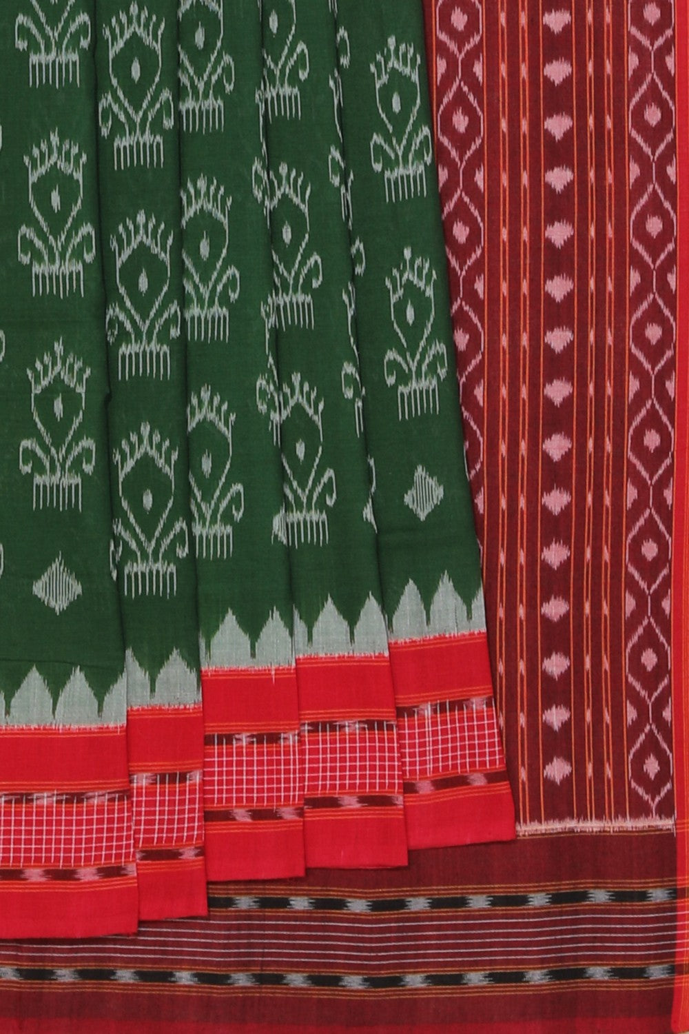 Collection of Sambalpuri Cotton Green Saree in a gallery layout