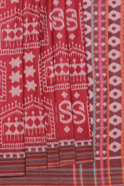 Collection of Sambalpuri Cotton Maroon Saree in a gallery layout