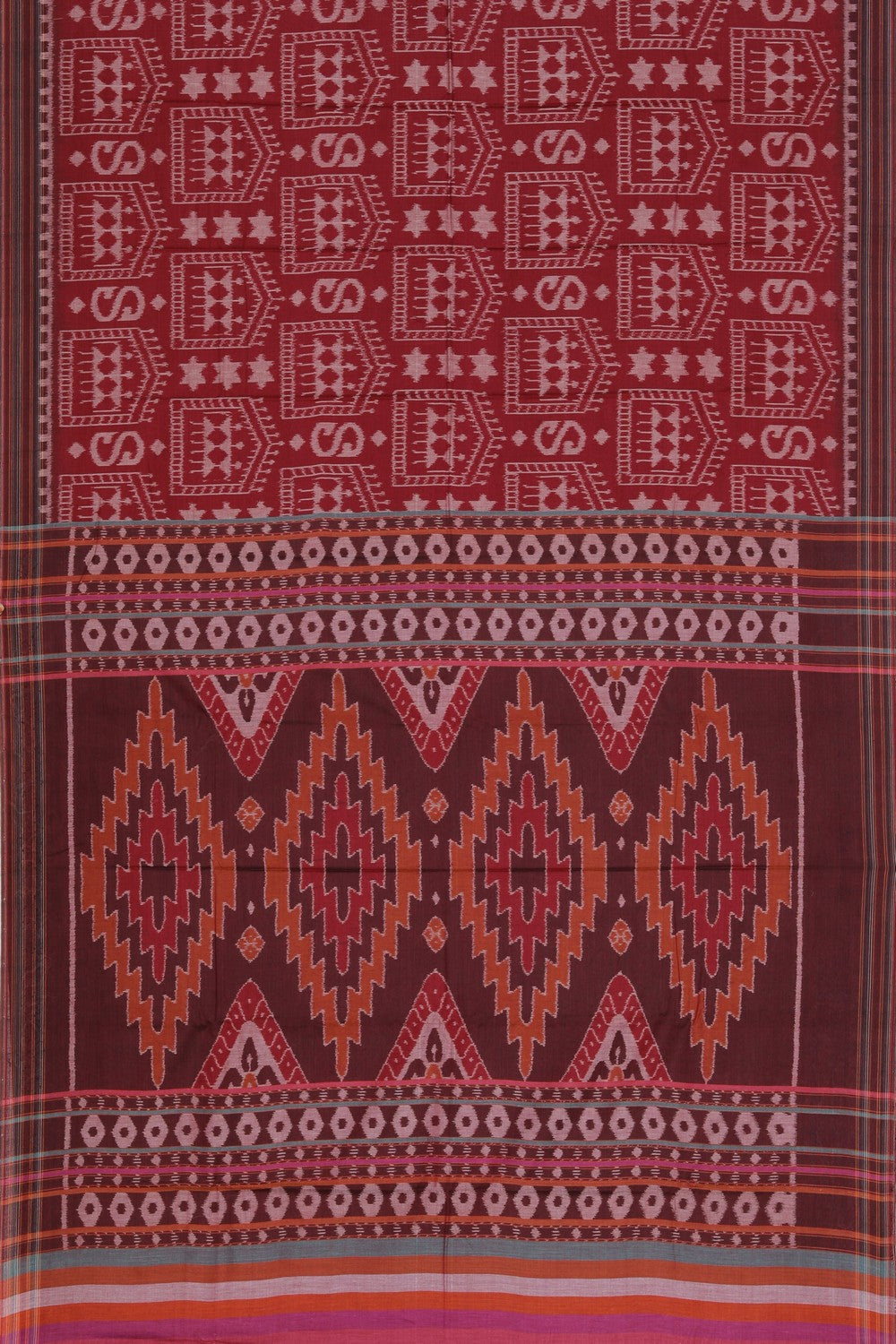 Collection of Sambalpuri Cotton Maroon Saree in a gallery layout