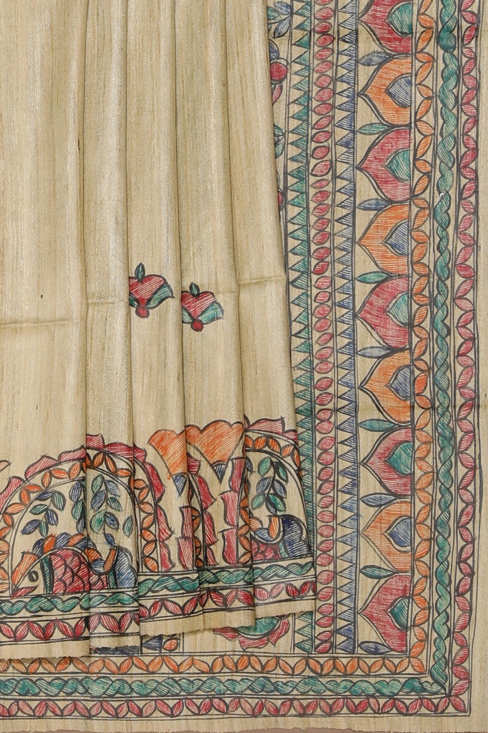 Collection of Madhubani Hand-Painted Saree in a gallery layout