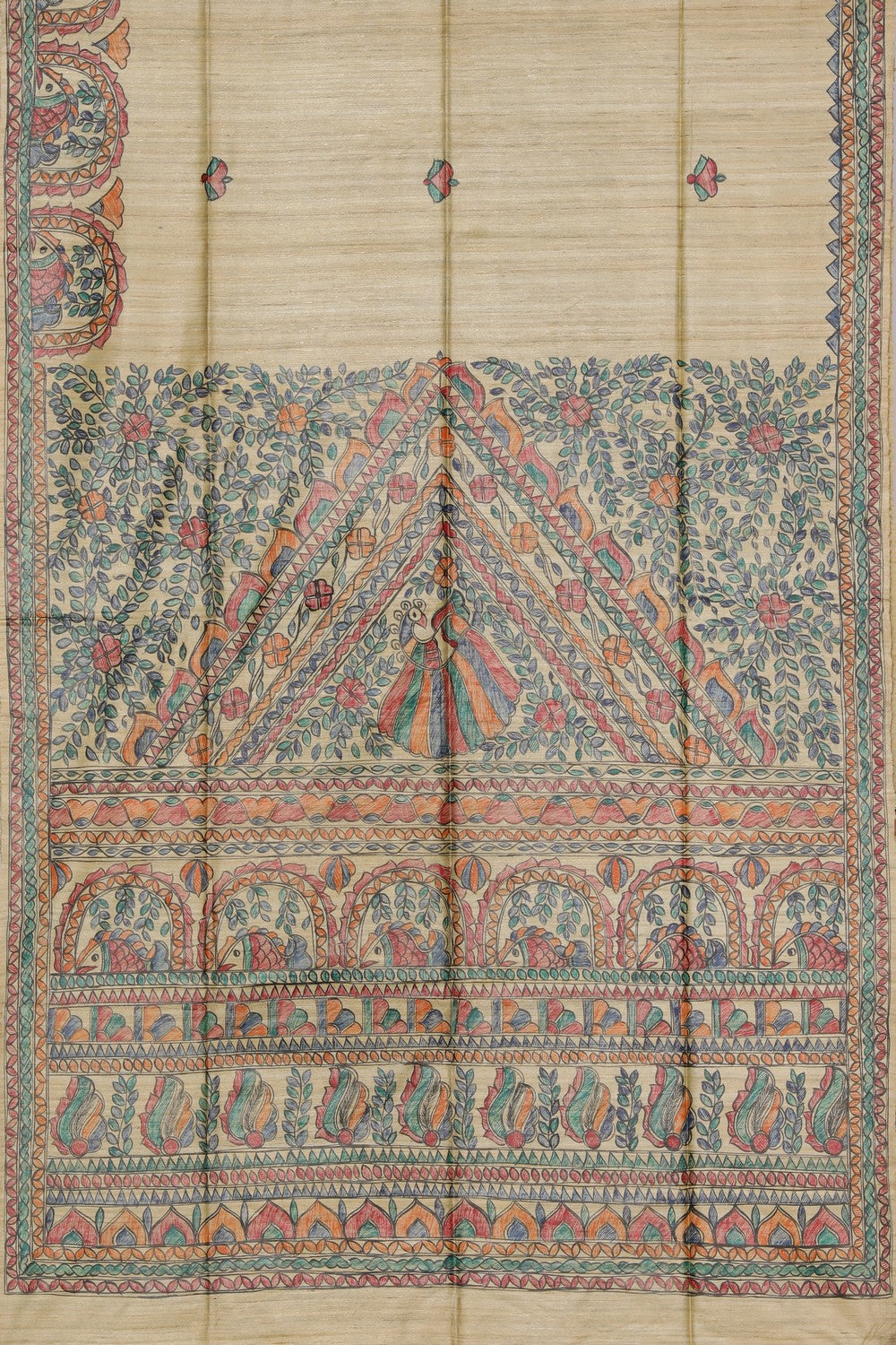 Collection of Madhubani Hand-Painted Saree in a gallery layout