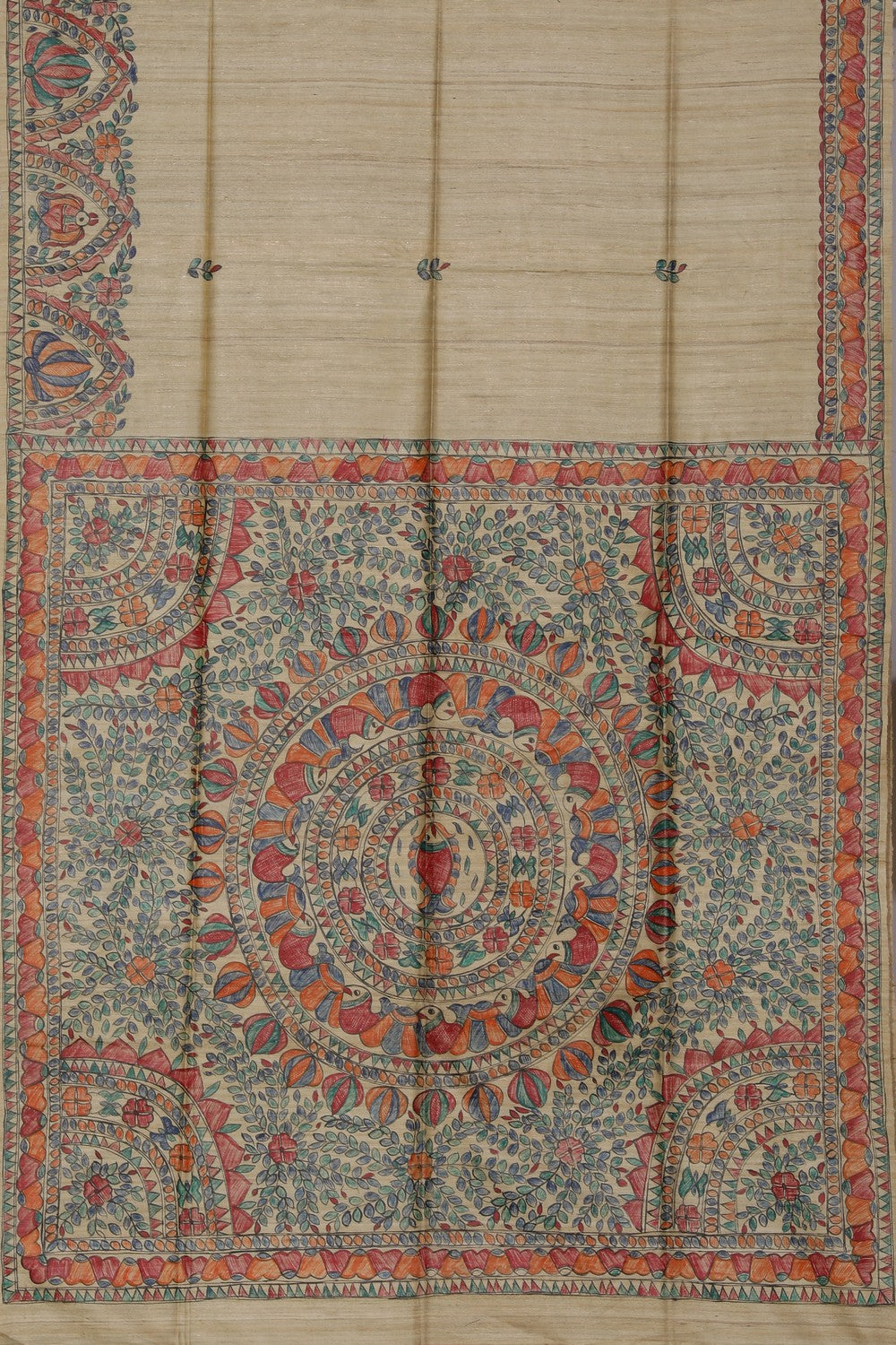 Image of Madhubani Hand-Painted Saree