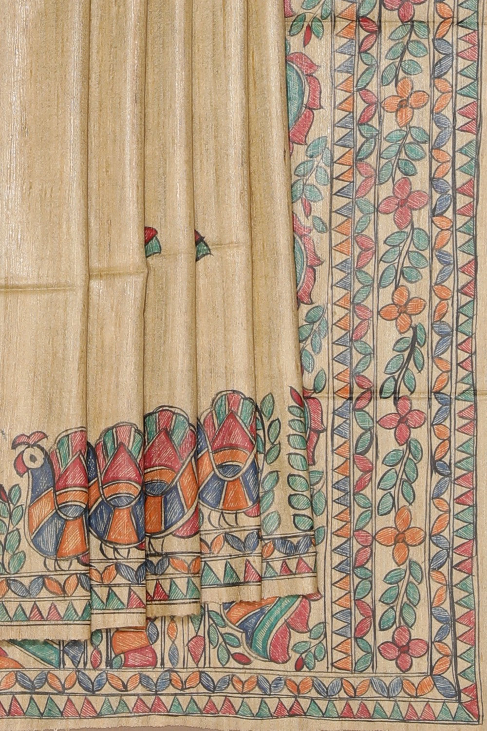 Collection of Madhubani Hand-Painted Saree in a gallery layout