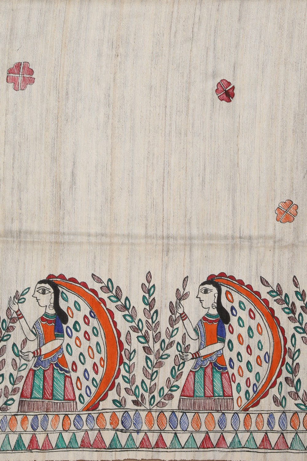 Collection of Madhubani Hand-Painted Saree in a gallery layout