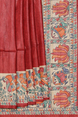 Collection of Madhubani Hand-Painted Saree in a gallery layout