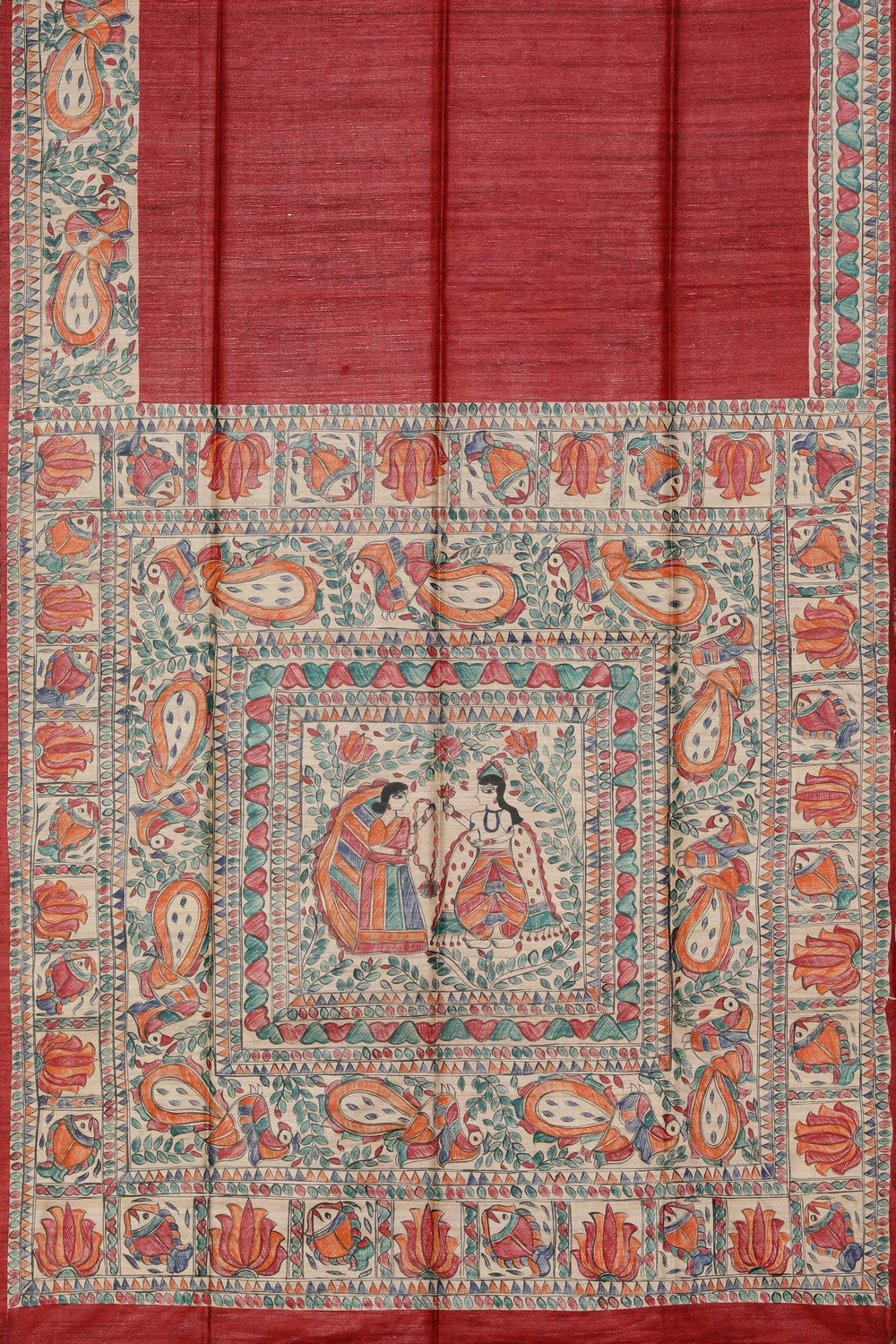 Collection of Madhubani Hand-Painted Saree in a gallery layout