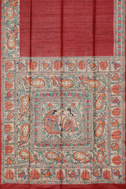 Collection of Madhubani Hand-Painted Saree in a gallery layout