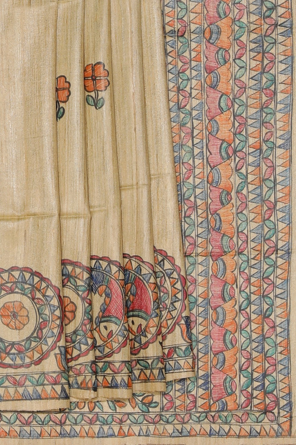 Collection of Madhubani Hand-Painted Saree in a gallery layout