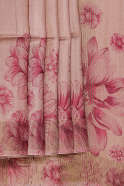 Collection of Bhagalpur Tussar Silk Onion-Pink Saree in a gallery layout