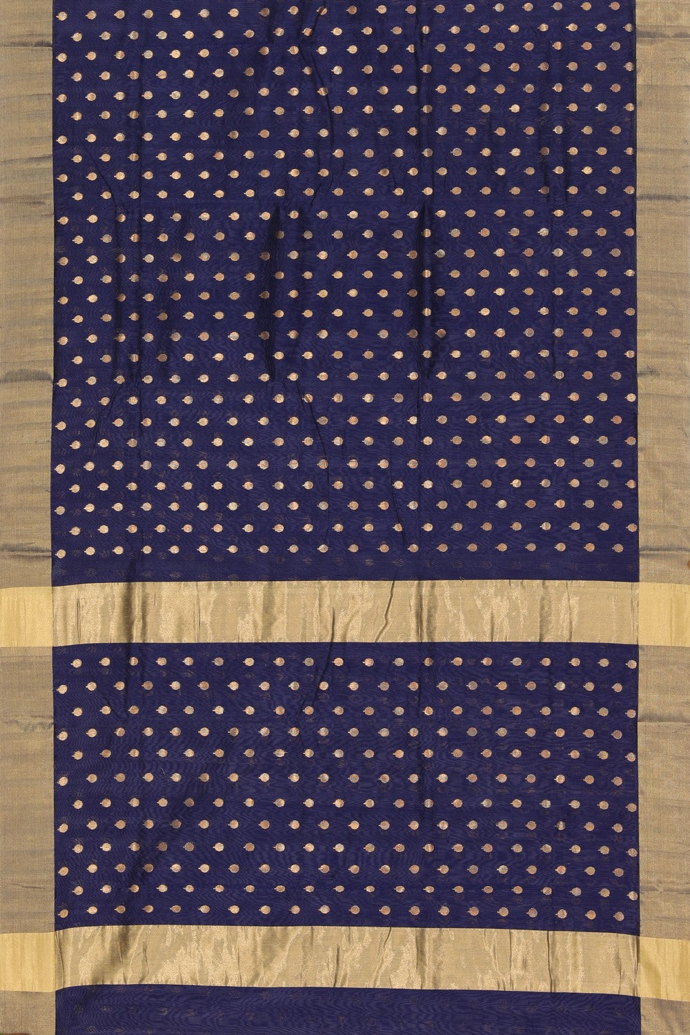 Chanderi Cotton Silk Navy Blue Saree