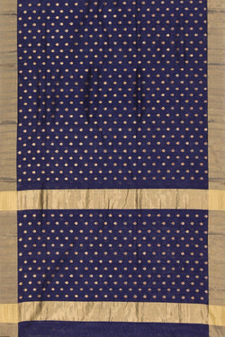 Image of Chanderi Cotton Silk Navy Blue Saree