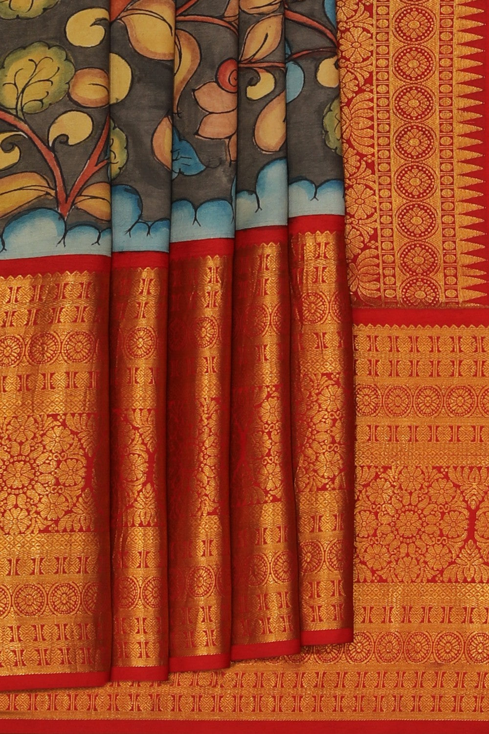 Kalamkari Hand-Painted Silk Saree