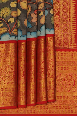 Image of Kalamkari Hand-Painted Silk Saree