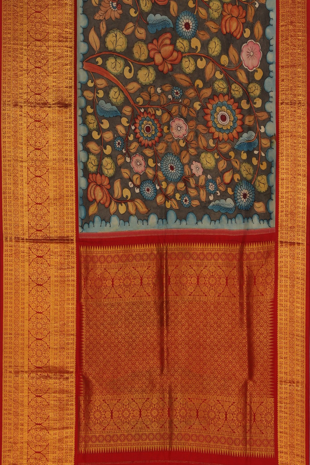 Kalamkari Hand-Painted Silk Saree