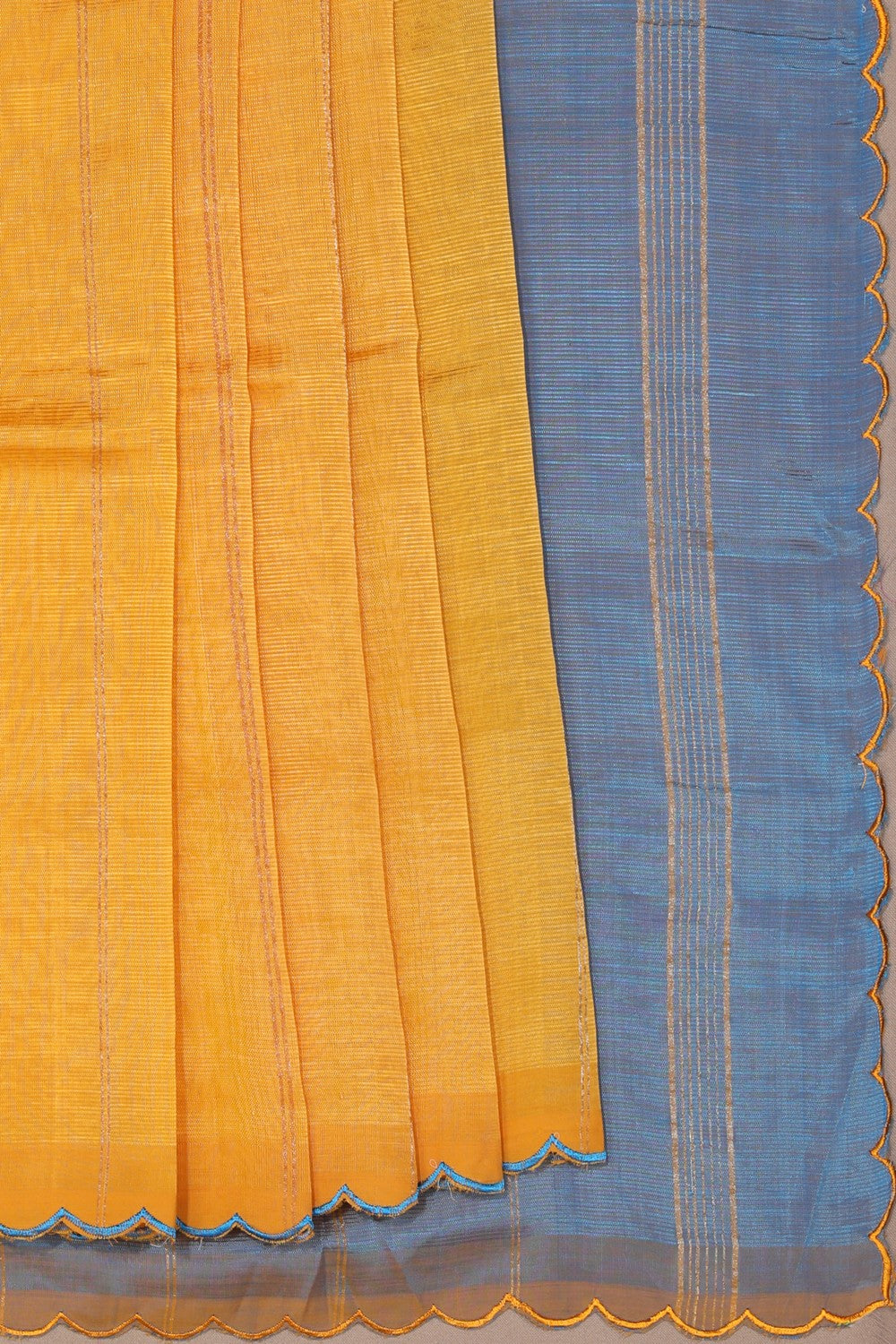 Mangalgiri Silk Yellow Saree