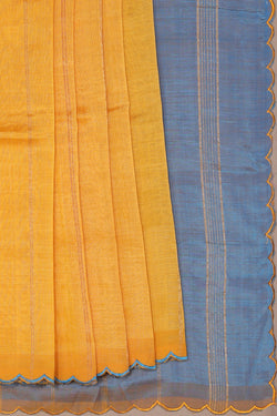 Image of Mangalgiri Silk Yellow Saree