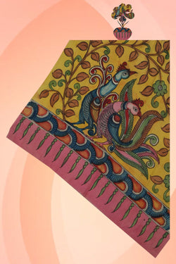 Image of Tussar Silk Kalamkari Dupatta