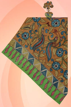 Image of Tussar Silk Kalamkari Dupatta