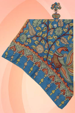 Image of Tussar Silk Kalamkari Dupatta