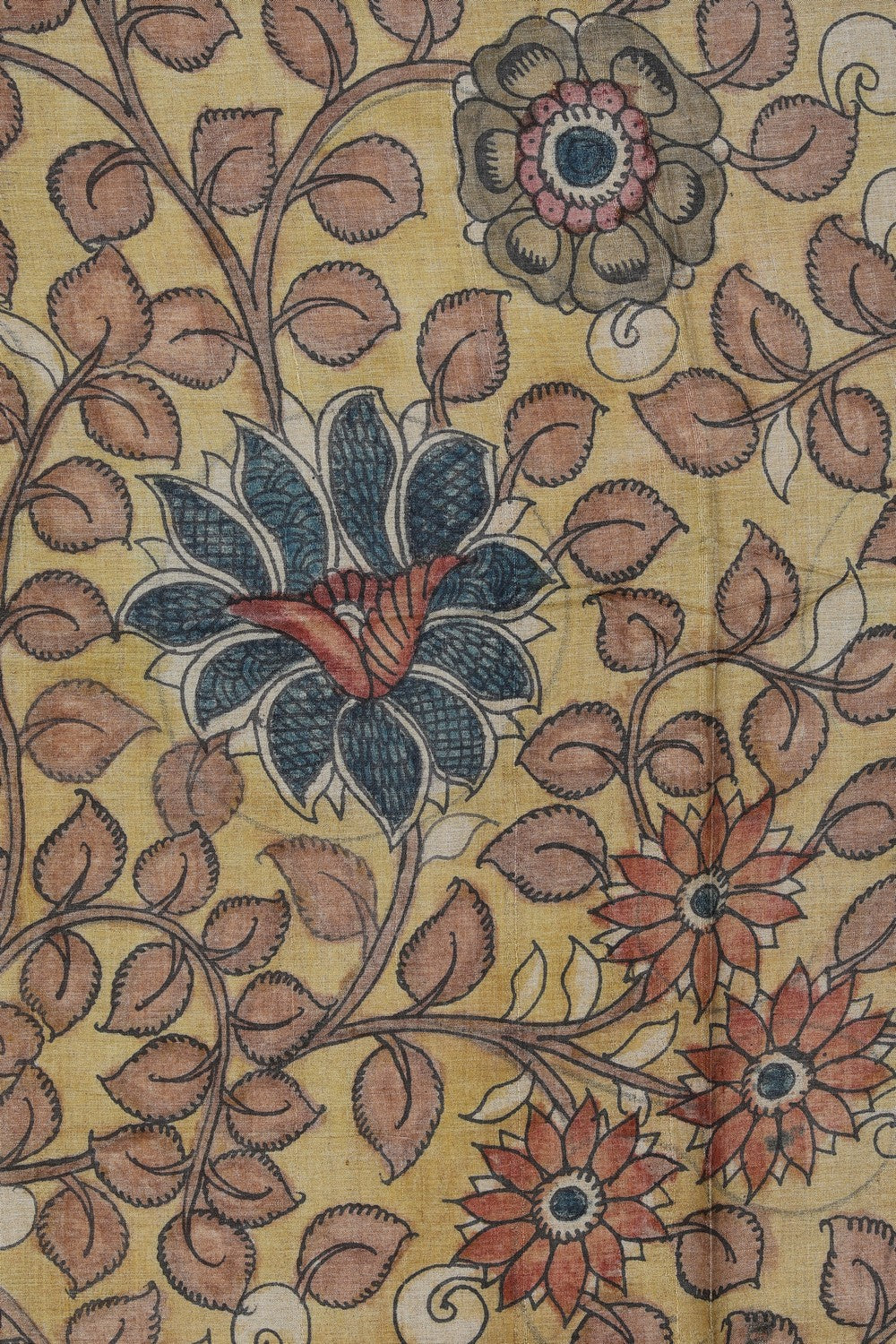 Kalamkari Hand-Painted Tussar Silk Saree