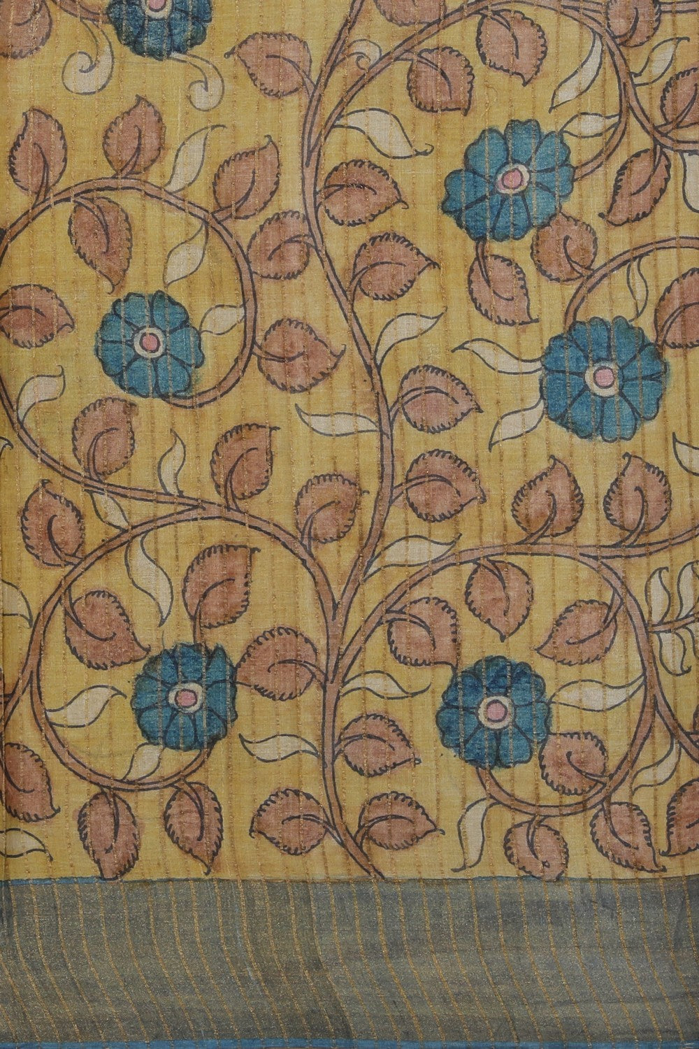 Kalamkari Hand-Painted Tussar Silk Saree