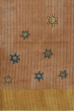 Image of Kalamkari Hand-Painted Tussar Silk Saree