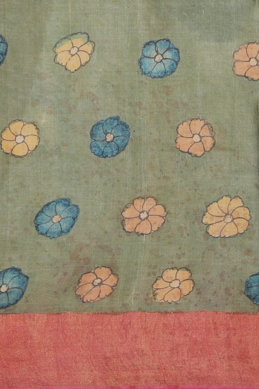 Kalamkari Hand-Painted Tussar Silk Saree