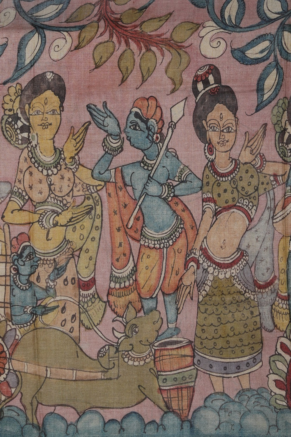 Kalamkari Hand-Painted Tussar Silk Saree