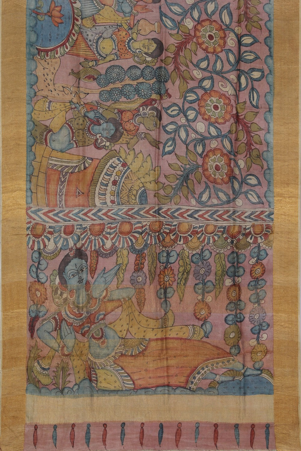 Kalamkari Hand-Painted Tussar Silk Saree