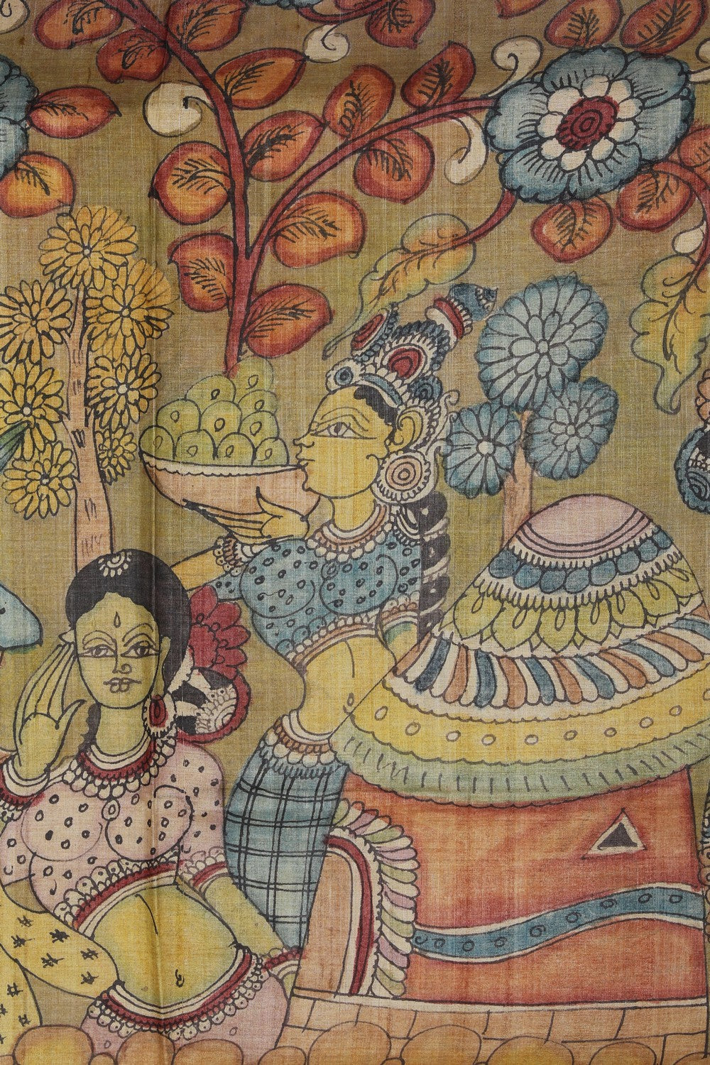 Kalamkari Hand-Painted Tussar Silk Saree