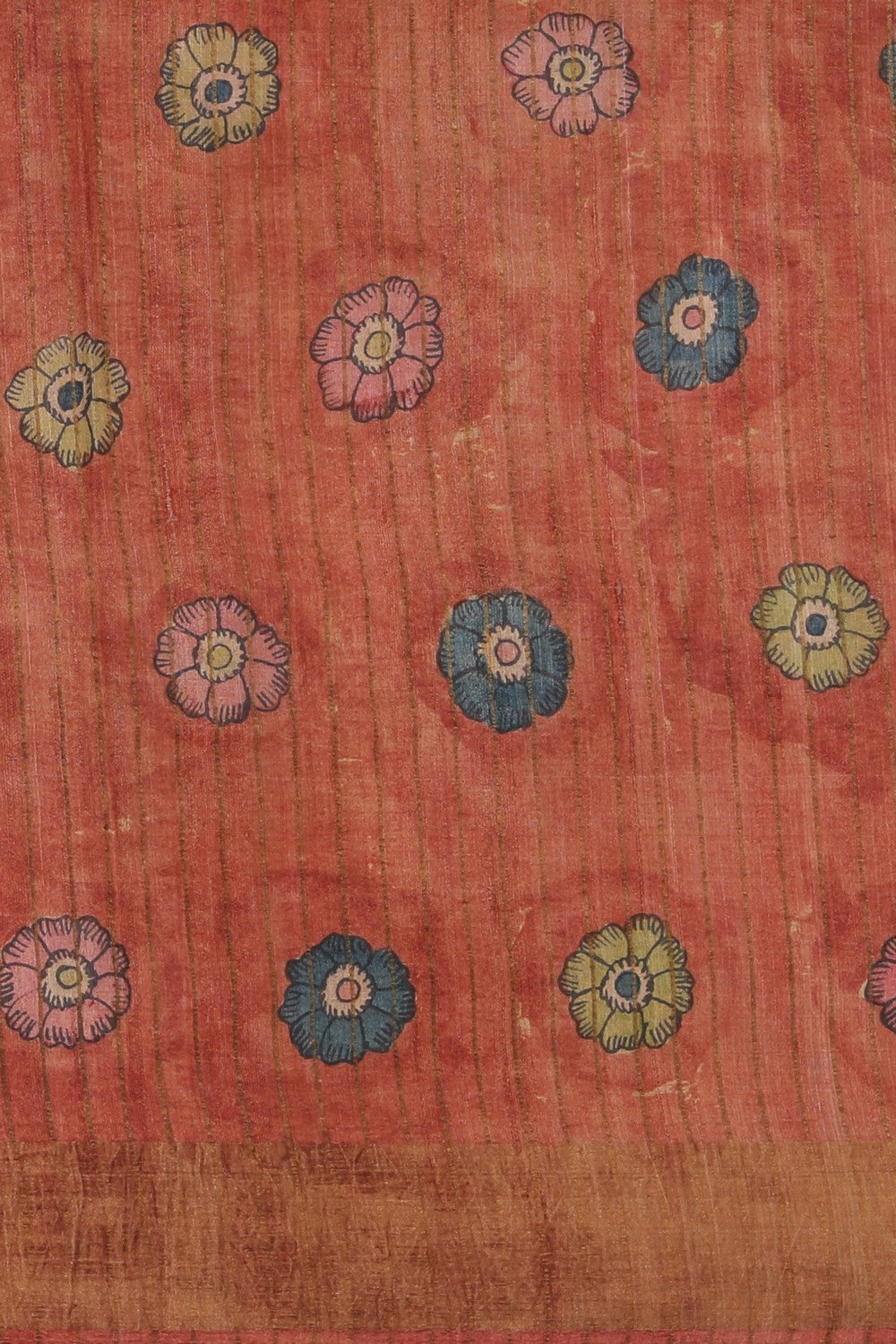 Kalamkari Hand-Painted Tussar Silk Saree