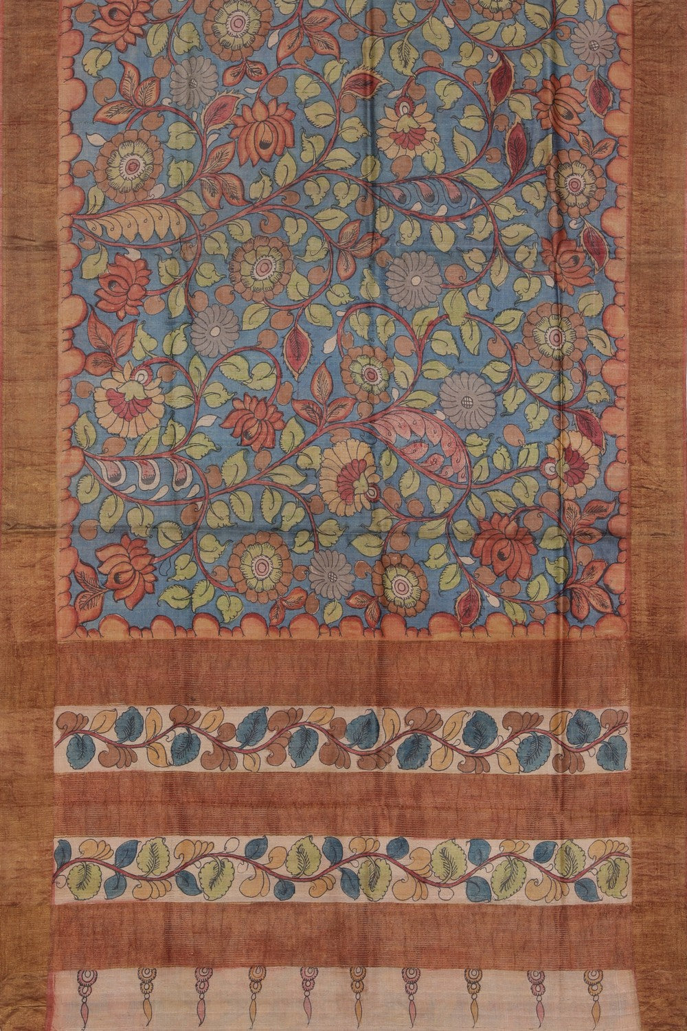 Kalamkari Hand-Painted Tussar Silk Saree