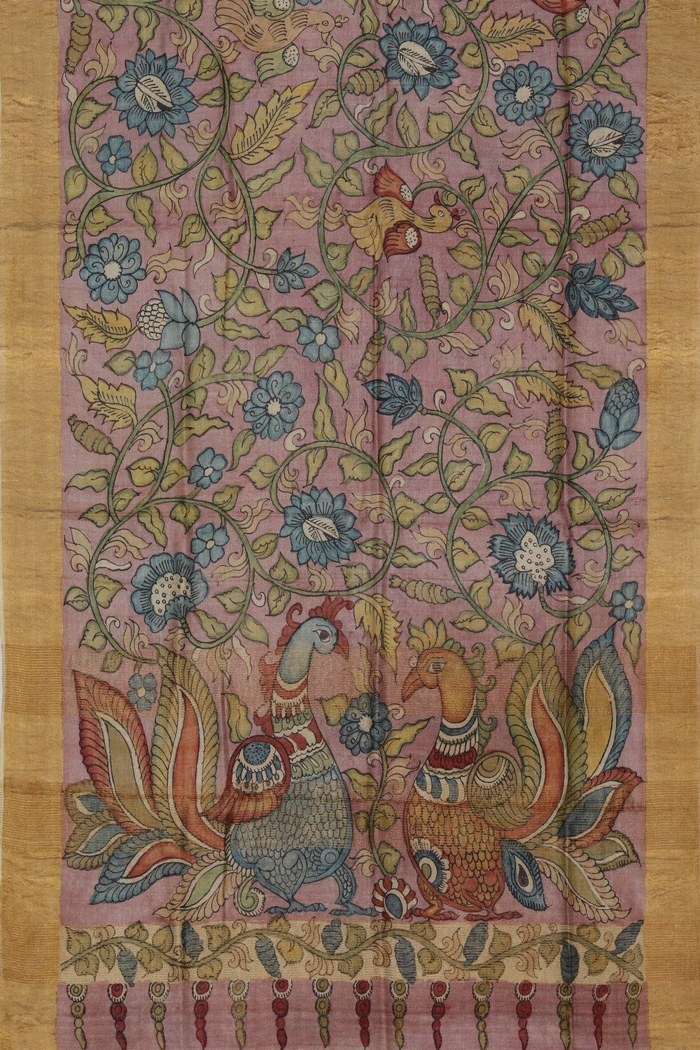 Kalamkari Hand-Painted Tussar Silk Saree