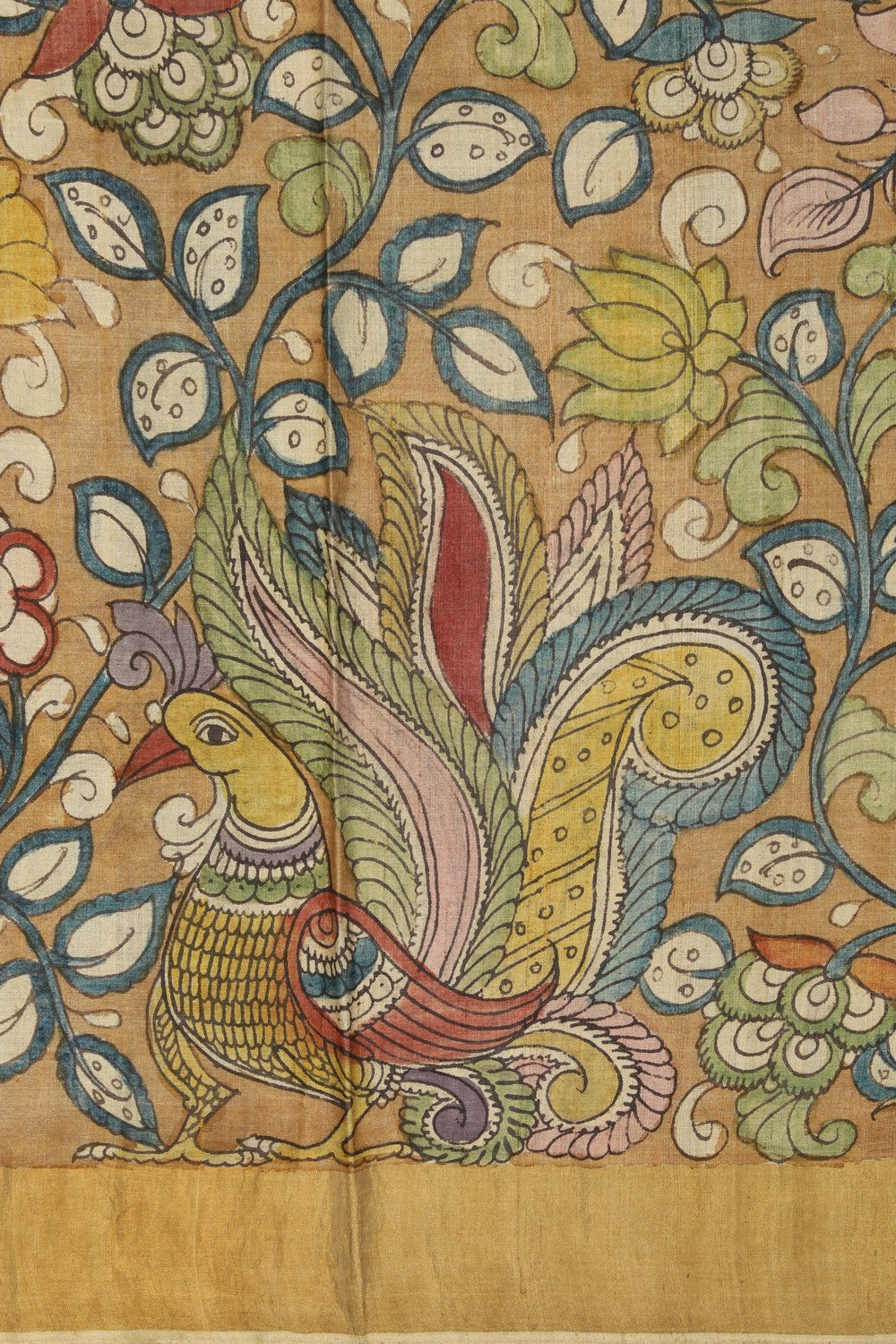 Image of Kalamkari Hand-Painted Saree