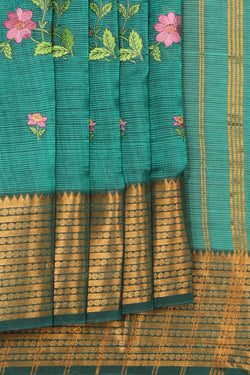 Image of Mangalgiri Silk Embroidery Saree