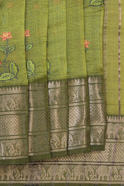 Image of Mangalgiri Silk Embroidery Saree