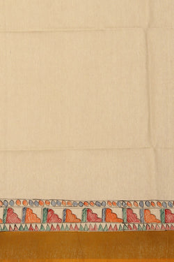 Image of Madhubani Tussar Silk Mustard Saree