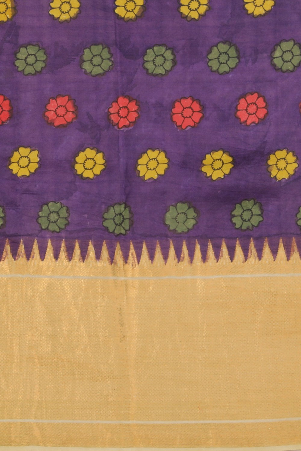 Kalamkari Hand-Painted Mangalgiri Silk Saree